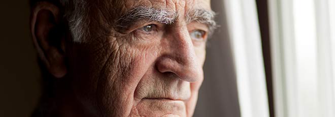 Elderly man suffering from Nursing Home Abuse alone