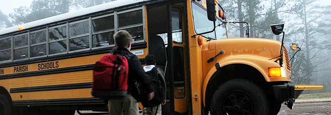 school children being aware of school bus safety