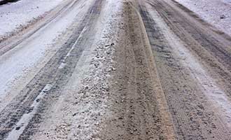 Snow on the road due to a Salt Shortage