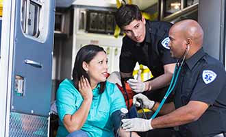 cranston auto accident victim getting medical attention