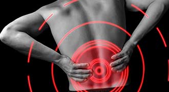 A red target showing back pain on a person's body.