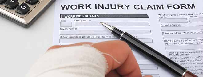 A form that reads: "Work Injury Claim Form."