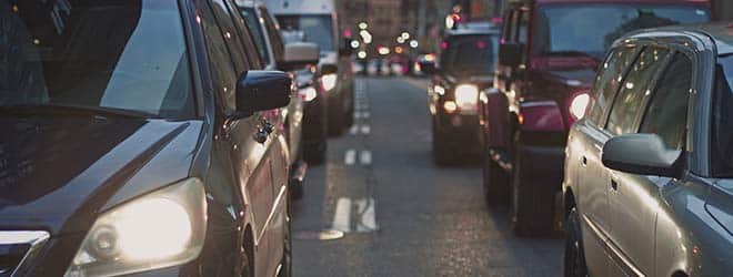 Traffic during the most dangerous time of day to drive