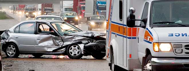 car accident on roadway