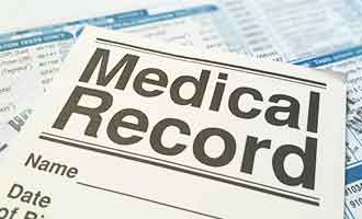 A paper that reads: "medical record."