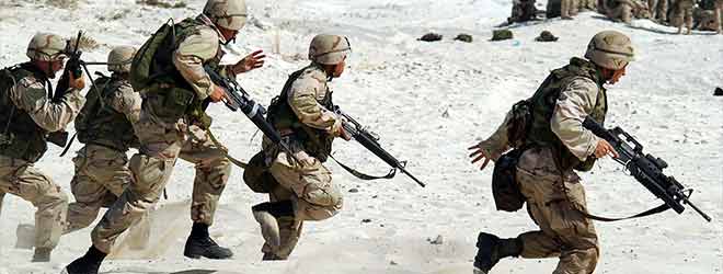 soldiers running during a drill