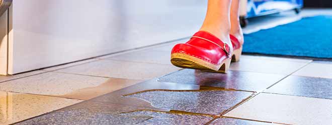 wet store floor that will lead to a slip and fall