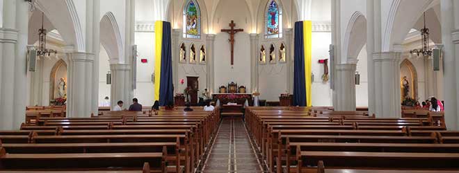 interior view of a church which had a clergy sexual abuse case