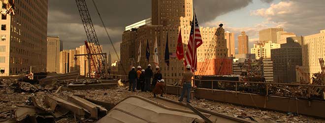 World Trade Center ground zero with workers