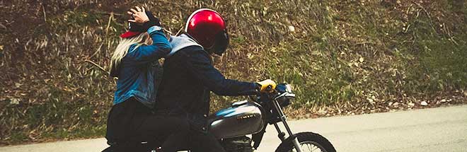 couple on motorcycle