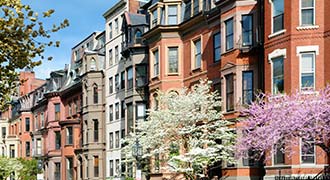 row of old Boston apartment buildings