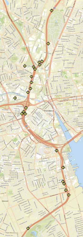 Car Accidents Along I-95 in Providence, RI for 2016