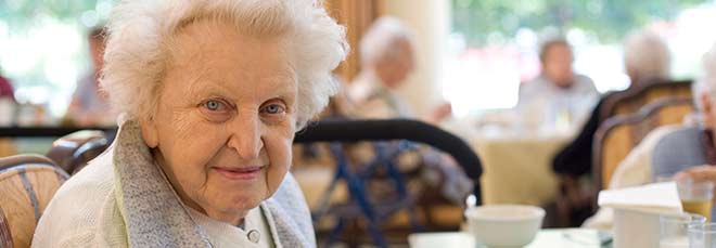 elderly woman in an assisted living facility