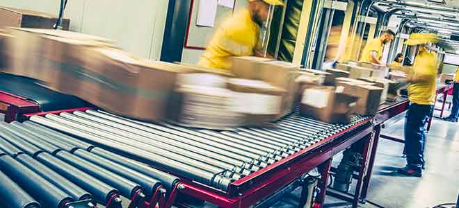 Employees at large fulfillment facility