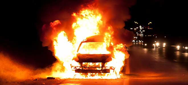 Electric Car on fire