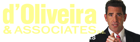 A logo that reads: d'Oliveira and Associates personal injury lawyers with an attorney pointing at the camera.