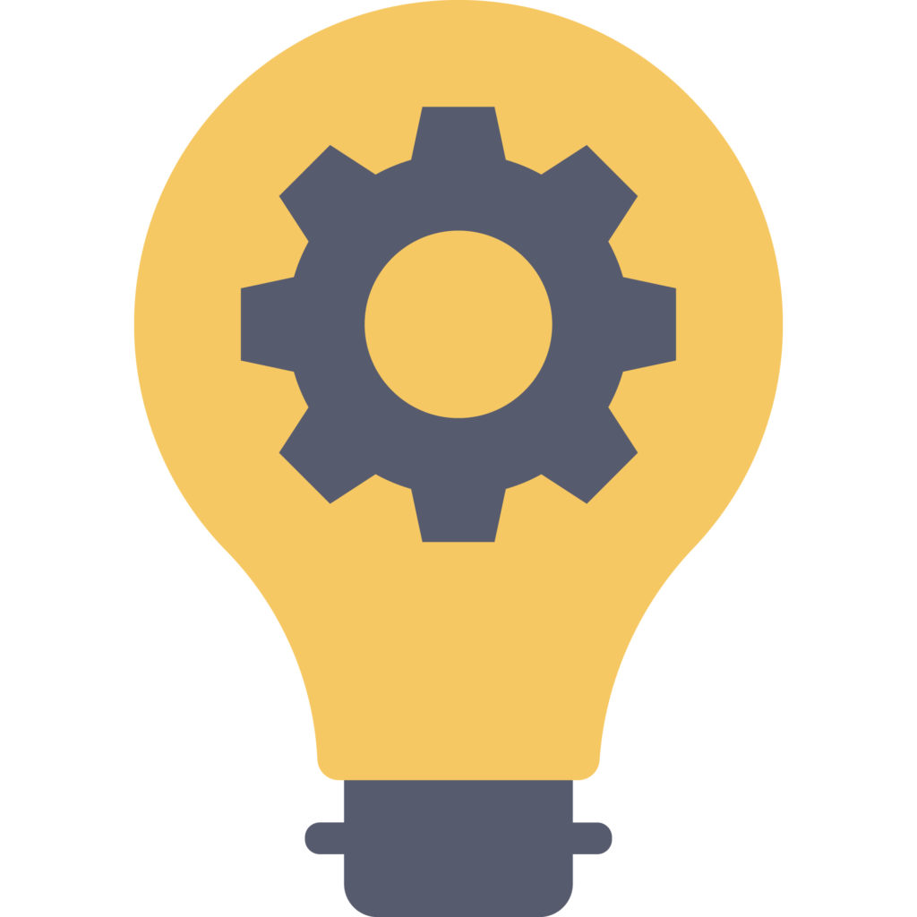 A graphic of a lightbulb with a gear inside from a personal injury lawyer's design.
