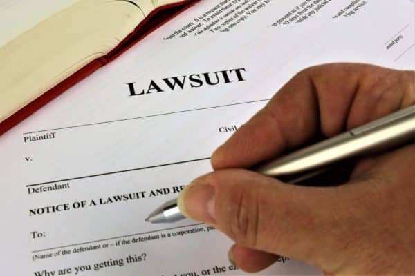 Lawyer filing a lawsuit