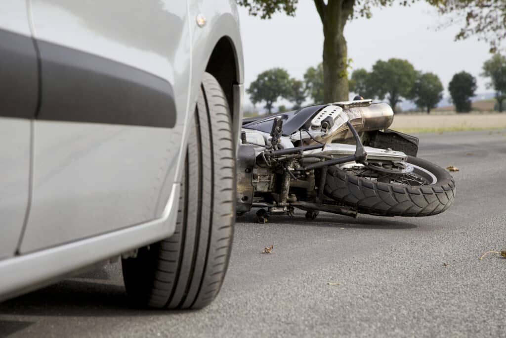 The scene of a motorcycle accident in Johnston Rhode Island.