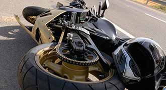 Motorcycle after being involved in a crash
