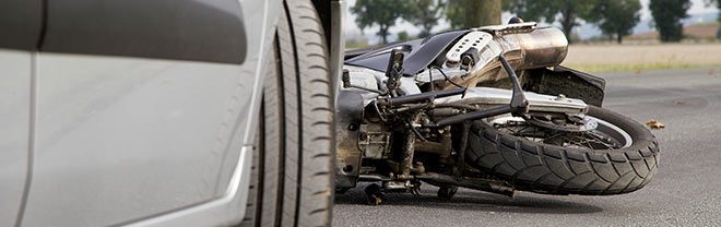 The scene of a motorcycle accident.