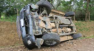 An SUV after a crash caused by a defective automobile in rhode island.