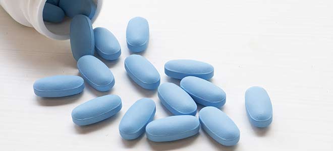 A bottle of Truvada the pills spilled out. 
