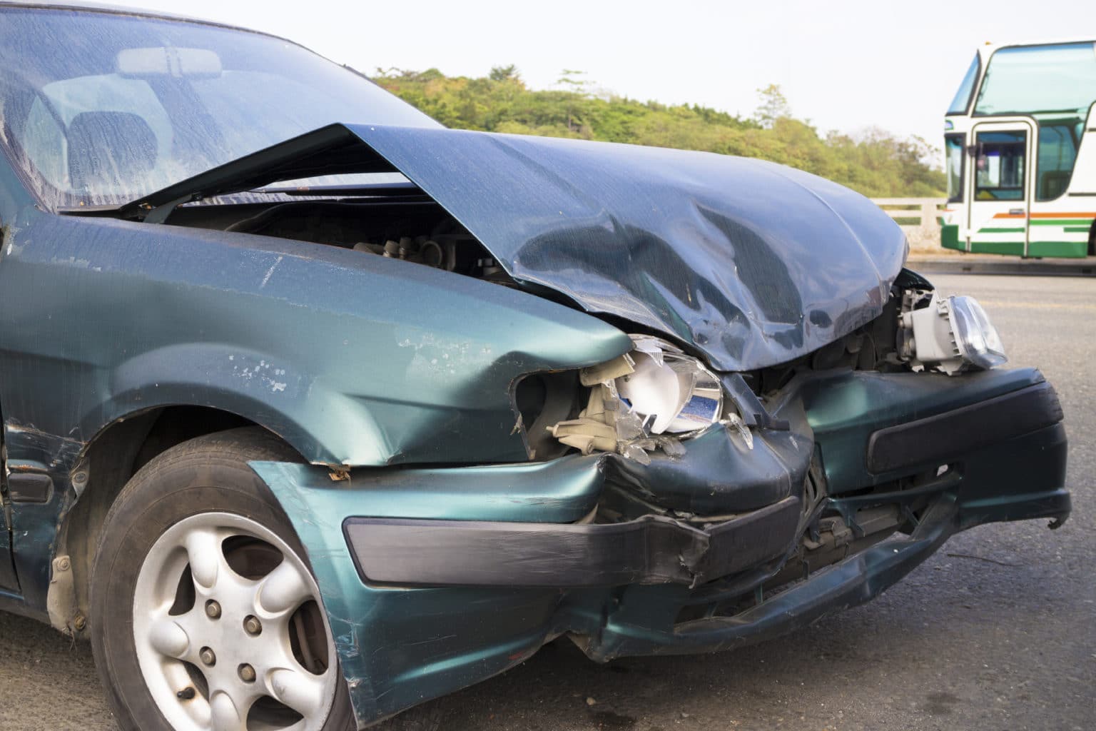 Car accident front end damage