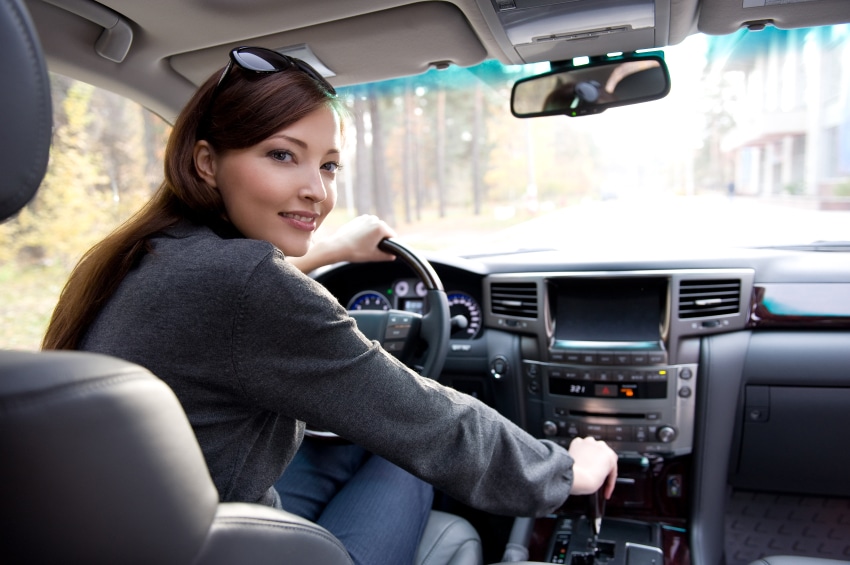 Woman driving a car