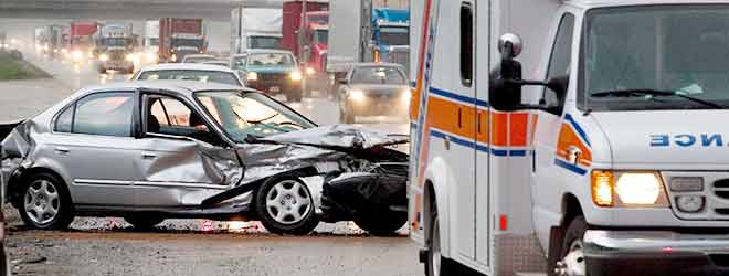 Ambulance at scene of car accident