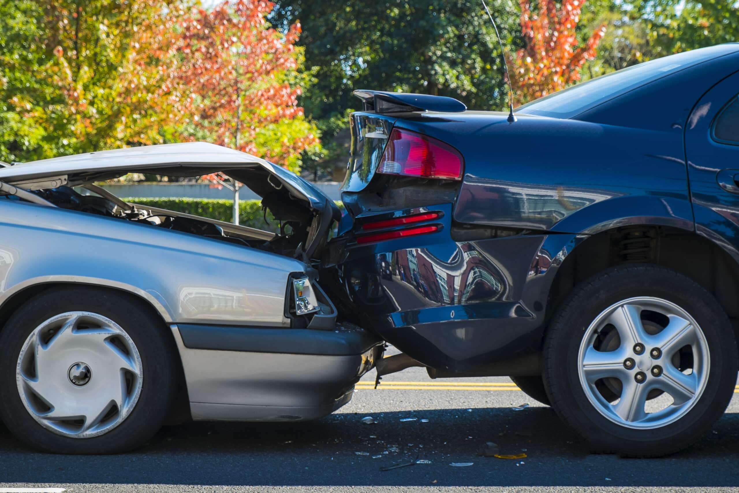 two cars involved in a rear end auto accident