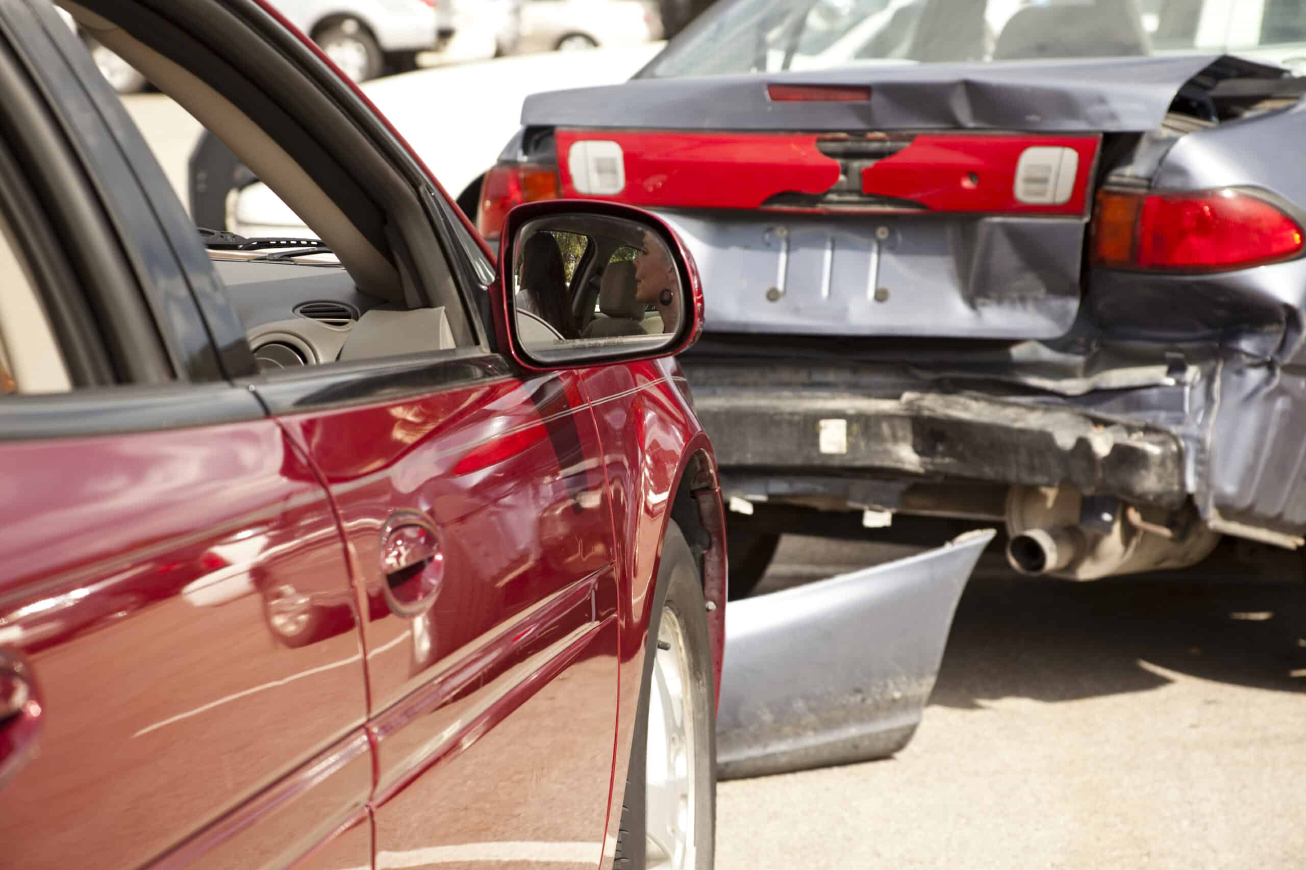 Vehicle rear end badly damaged after an auto accident