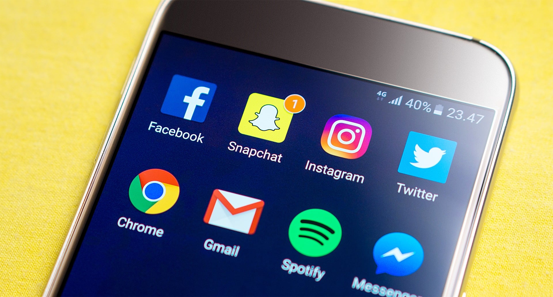 Smartphone showing multimedia apps